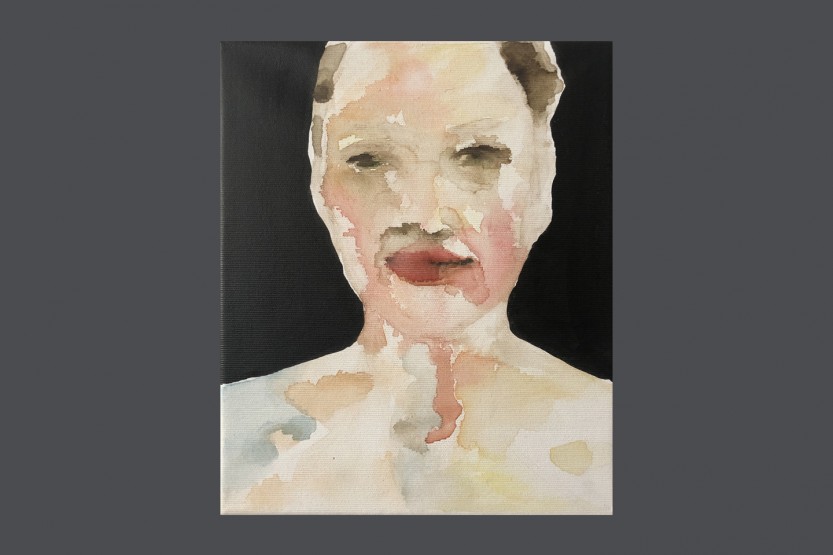 selfportrait, watercolor on canvas, 30x20 cm