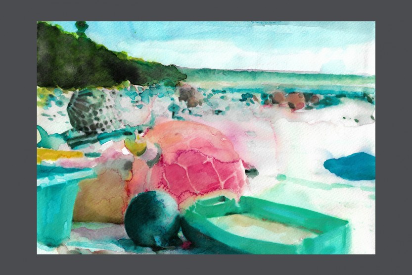 on the beach 2, watercolor on paper, 30x20 cm