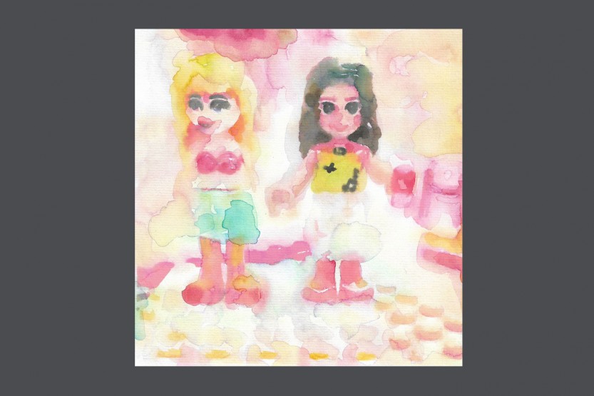 lego friends, watercolor on paper, 50x40 cm (frame), 