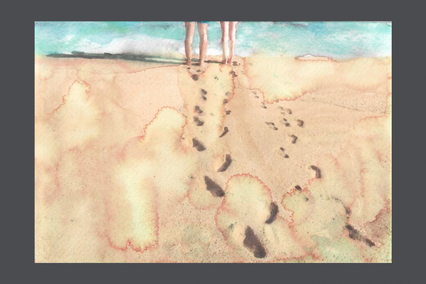 foot prints, watercolor on paper, 20x30 cm