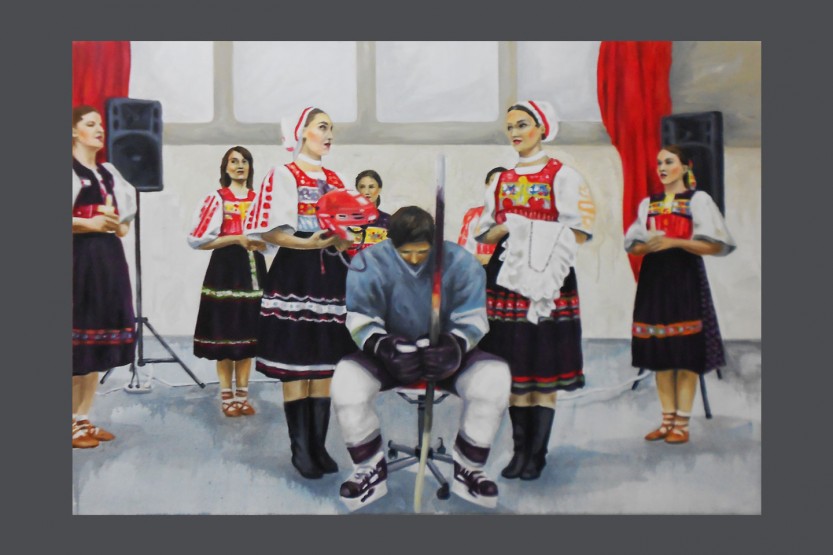 čepčenie, oil on canvas, 90x130 cm, 2012
